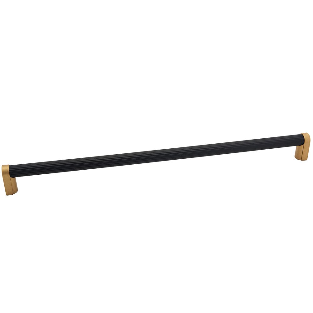 18" Centers Appliance Pull Ribbed Bar in Champagne/Matte Black 