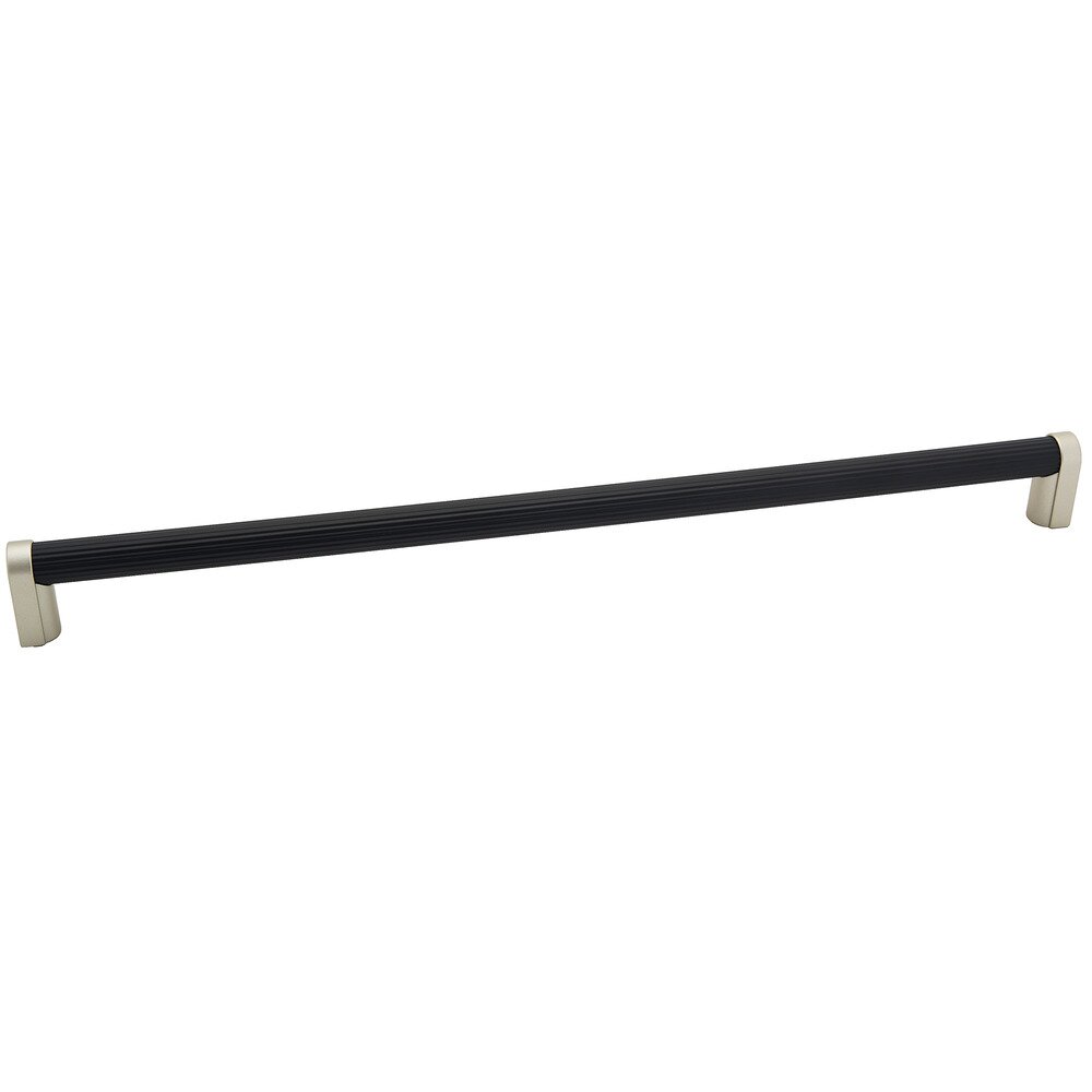 18" Centers Appliance Pull Ribbed Bar in Matte Nickel/Matte Black 