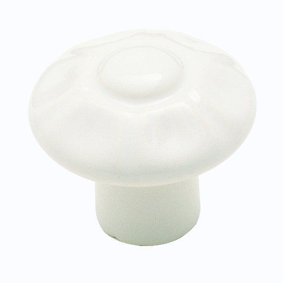 1 3/8" Ceramic Flower Knob in White
