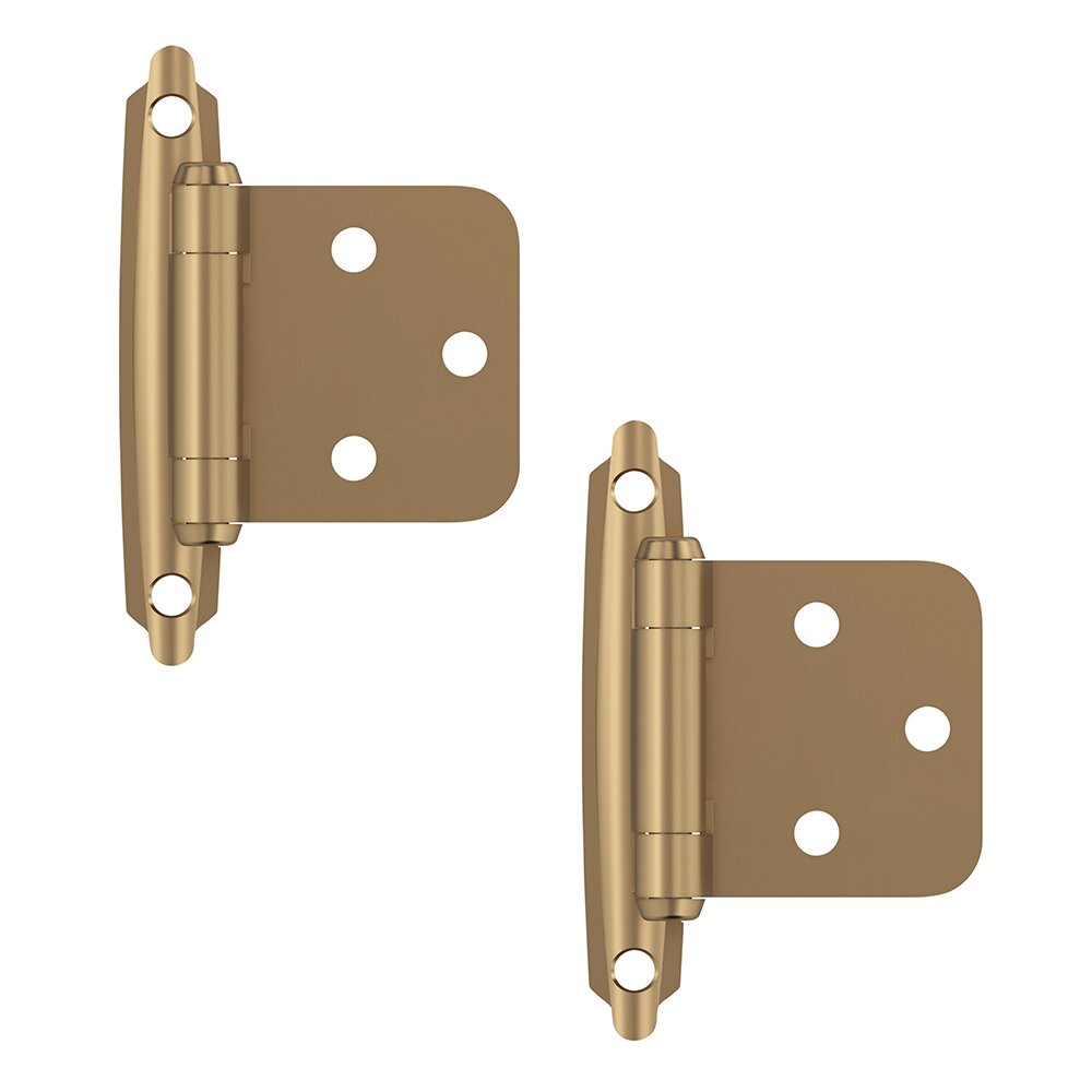 Variable Overlay Self Closing Face Mount Cabinet Hinge (Pair) in Champagne Bronze
