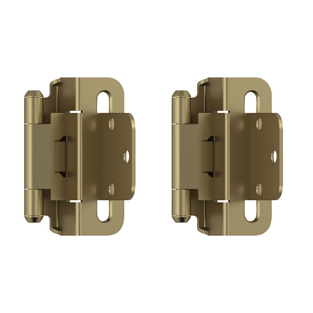 3/8" (10 mm) Inset Self Closing Partial Wrap Cabinet Hinge (Pair) in Golden Champagne