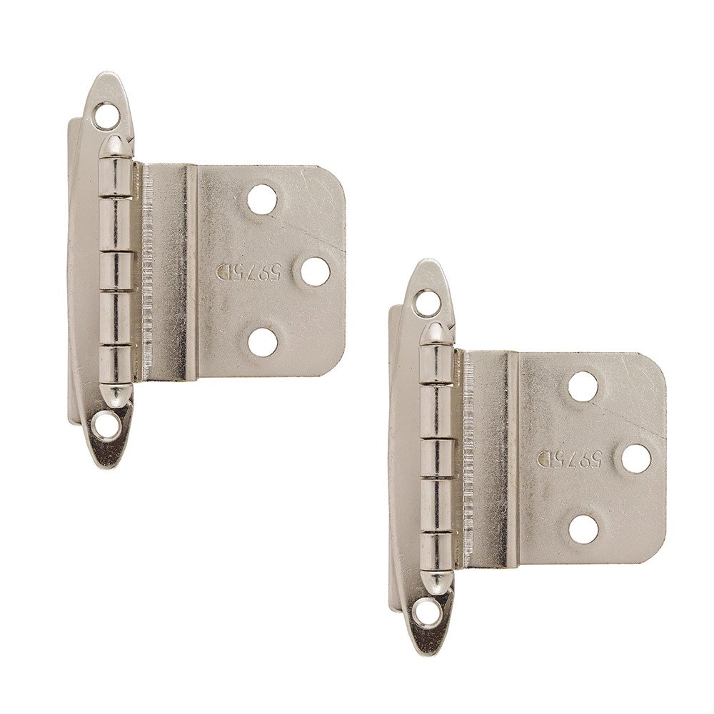 Non Self Closing Face Mount 3/8" Inset Hinge (Pair) in Polished Chrome