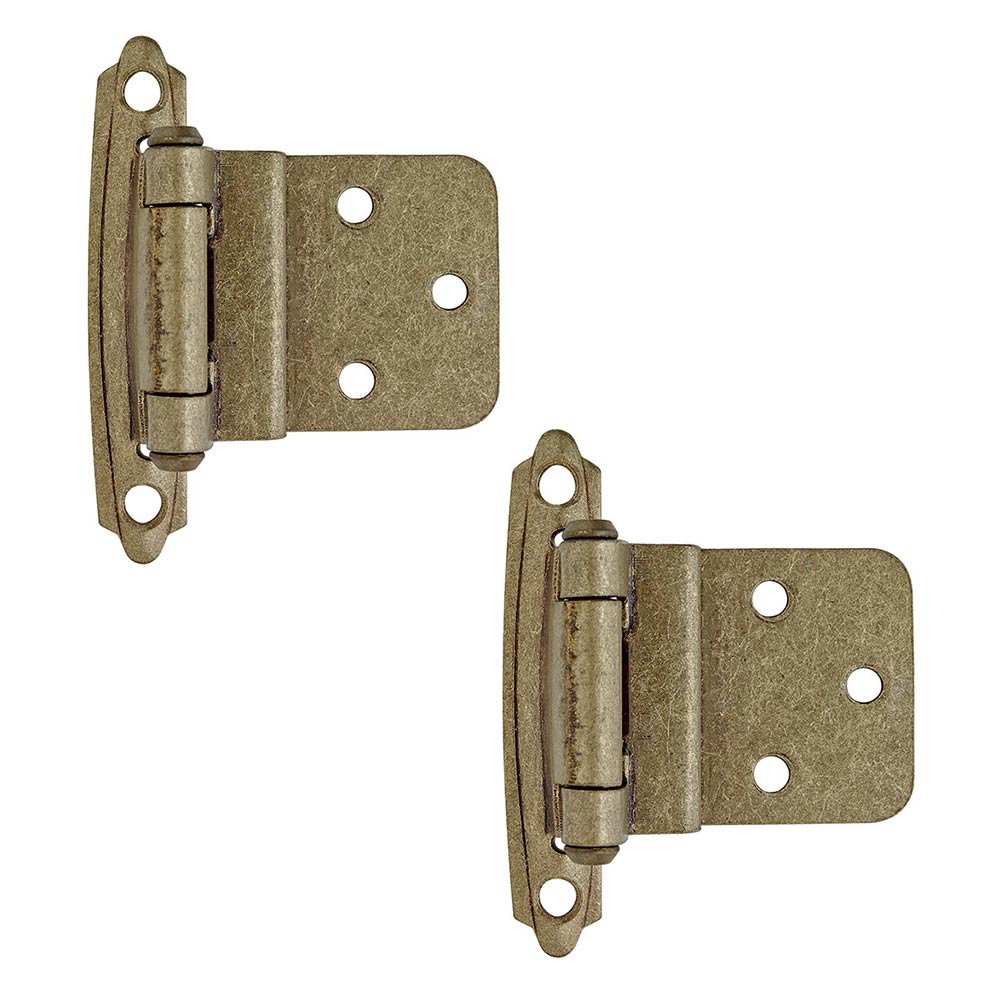 Self Closing Face Mount 3/8" Inset Hinge (Pair) in Burnished Brass