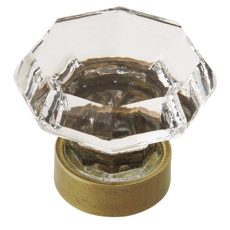 1 5/16" Diameter Glass Knob in Gilded Bronze with Glass