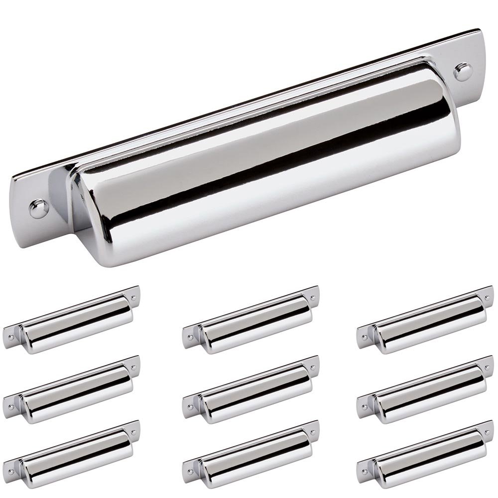 10 Pack of 3 3/4" Centers Cup Pull in Polished Chrome