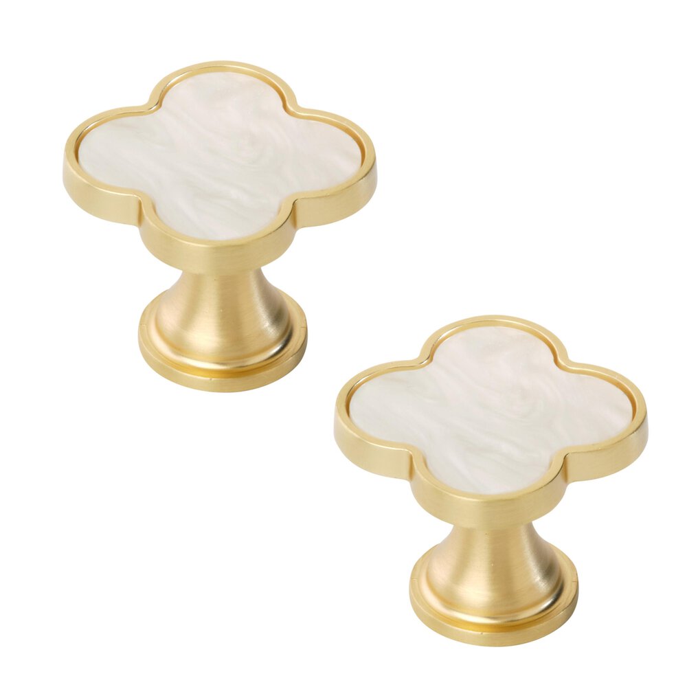 1-1/4 Inch (32Mm) Length Gold/Mother Of Pearl Cabinet Knob  (Sold As A Pair)