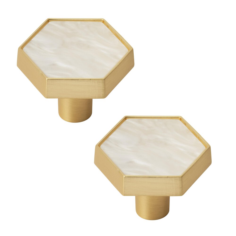 1-5/16 Inch (33Mm) Length Gold/Mother Of Pearl Cabinet Knob  (Sold As A Pair)