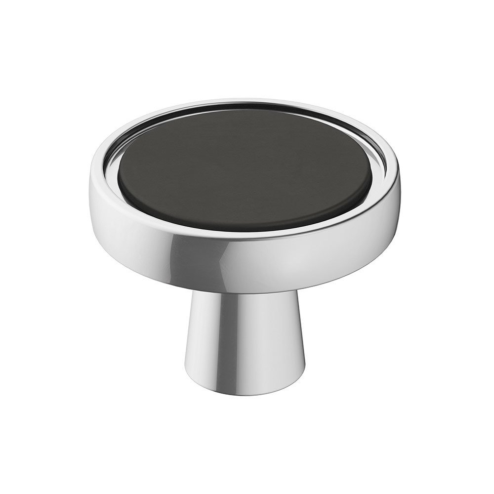 1 3/8" (35mm) Diameter Knob in Polished Chrome And Matte Black
