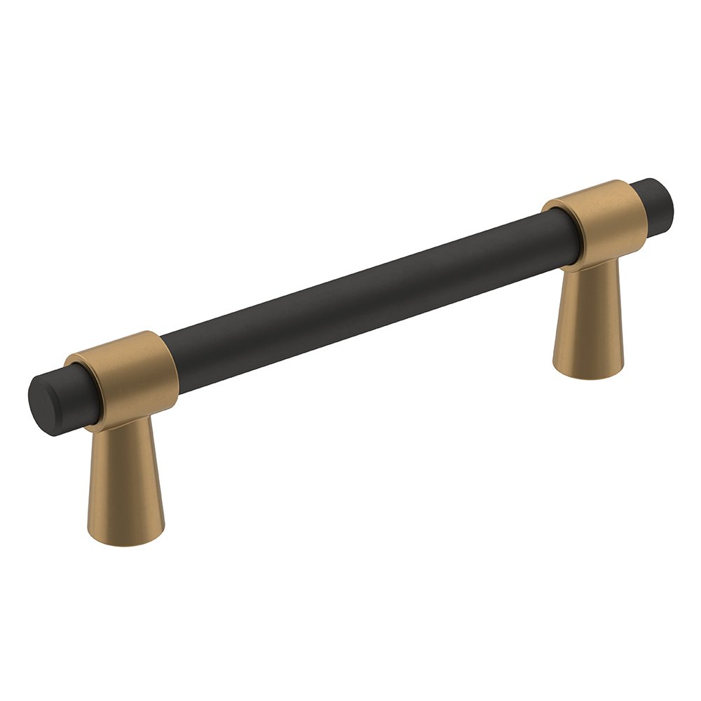 3 3/4" (96mm) Centers Pull in Flat Black And Champagne Bronze