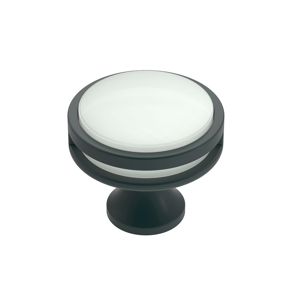 1-3/8" (35 mm) Diameter Knob in Flat Black And Frosted