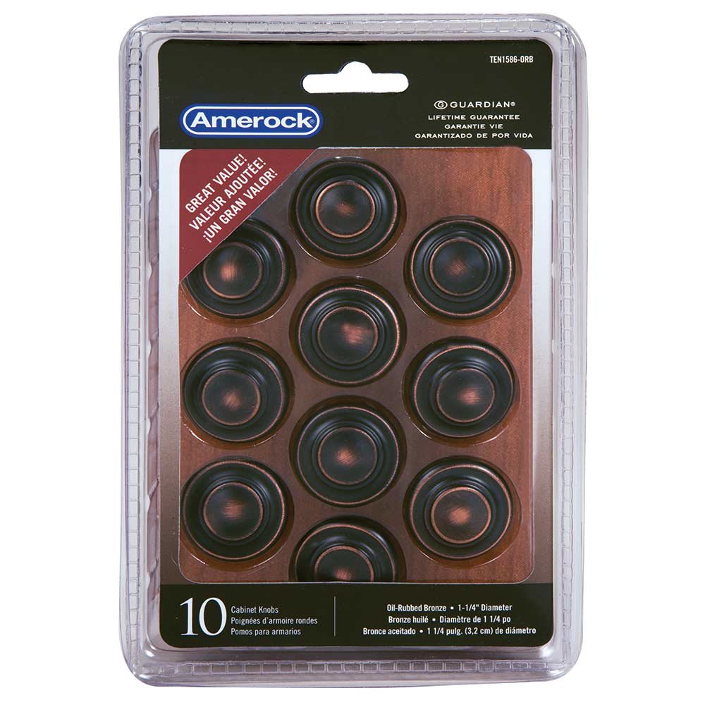 10 PACK of 1 5/16" Diameter 3 Ring Knob in Oil Rubbed Bronze