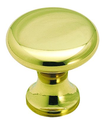 1" Small Plain Knob in Polished Brass