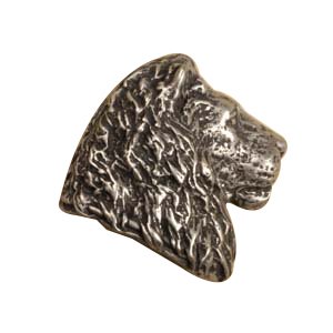 Lion Head Knob (Facing Right) in Black with Steel Wash