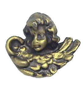 Cherub in Wings (Wings Upward Right) Knob in Brushed Natural Pewter