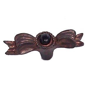 Medium Bow with Stone Knob in Black with Terra Cotta Wash