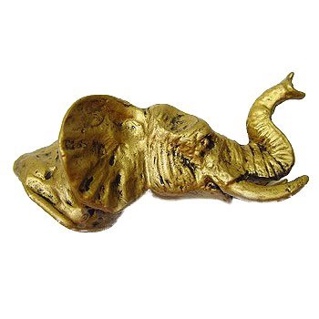 Elephant Head Knob (Facing Right) in Bronze with Verde Wash