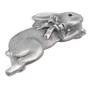 Bunny with Bow Pull (Facing Right) in Satin Pewter