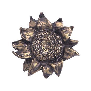 Sunflower Knob - Small in Black with Terra Cotta Wash