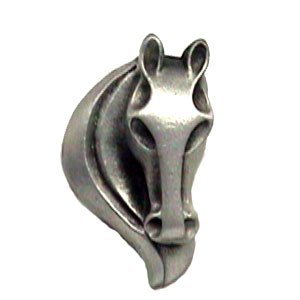 Stallion Horse Head Knob (Left) in Black with Steel Wash