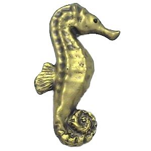 Seahorse Pull (Facing Right) in Antique Gold