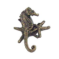 Seahorse and Starfish Cluster Knob (Facing Right) in Pewter Matte