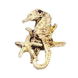 Seahorse and Starfish Cluster Knob (Facing Left) in Gold
