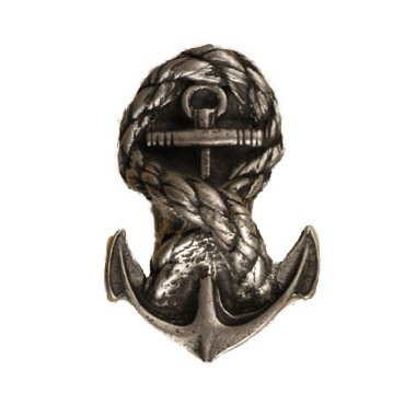 Large Anchor and Rope Knob in Pewter Bright