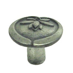 Asian Lotus Flower Knob - Small in Brushed Natural Pewter