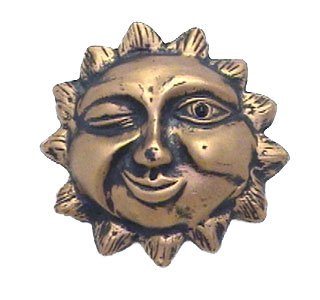 Winking Sun Knob - Large in Bronze with Verde Wash