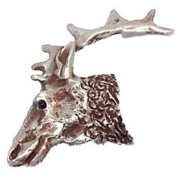 Elk Head Knob (Facing Left) in Pewter with Terra Cotta Wash