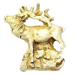 Elk on Mountain Knob (Facing Left) in Bronze with Verde Wash