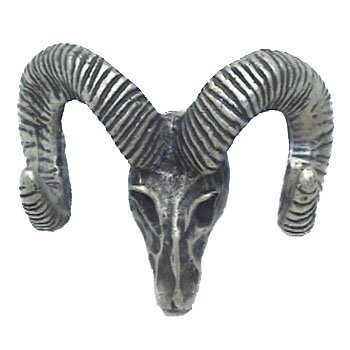 Bighorn Skull Knob in Pewter with White Wash