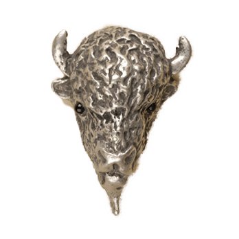 Buffalo Head Knob in Pewter with White Wash