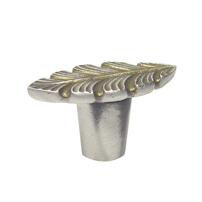 Jakarta Small Leaf Knob in Pewter with Terra Cotta Wash