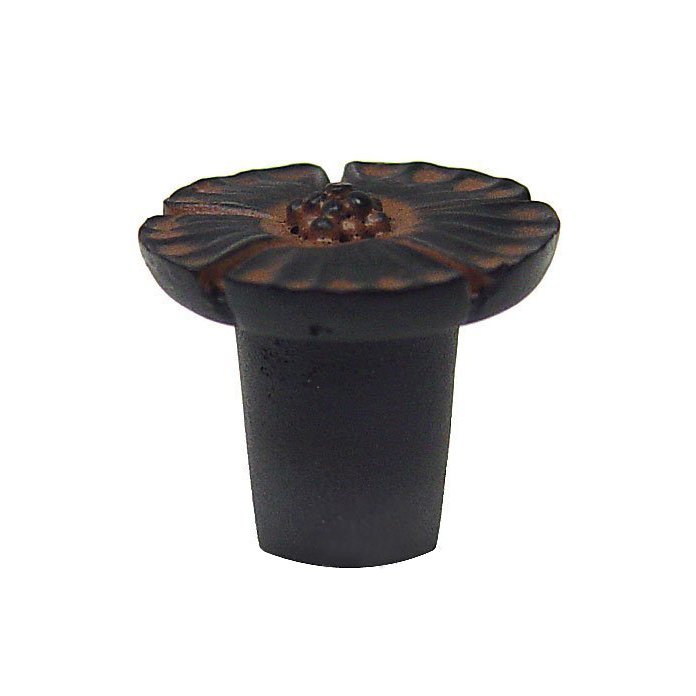 Jakarta Small Flower Knob in Black with Terra Cotta Wash