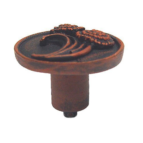 Marigold Right Knob in Rust with Copper Wash