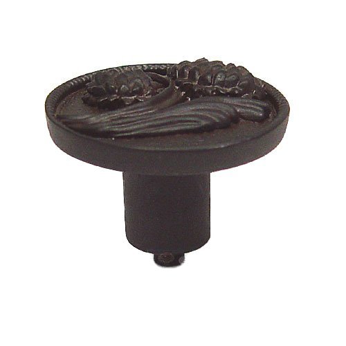 Dahlia Right Knob in Pewter with Terra Cotta Wash