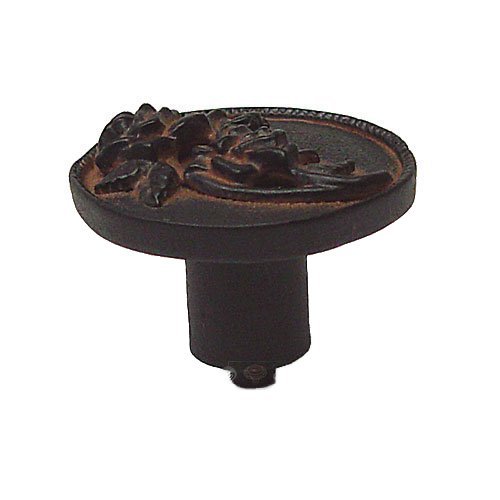 Roses Left Knob in Black with Chocolate Wash