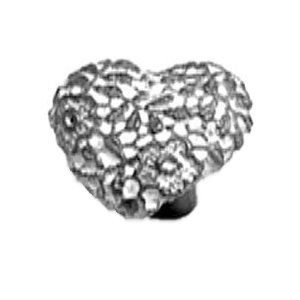 Cottage Lace Heart Knob - 1 1/2" in Pewter Matte