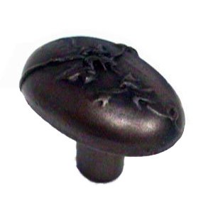 English Ivy Oval Knob in Black with Chocolate Wash