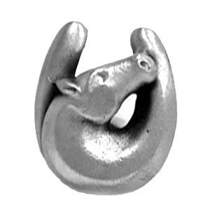 "For Luck" Horse Shoe Knob in Pewter with Verde Wash