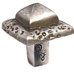 Tuscany Knob - 1 3/8" in Pewter with Terra Cotta Wash