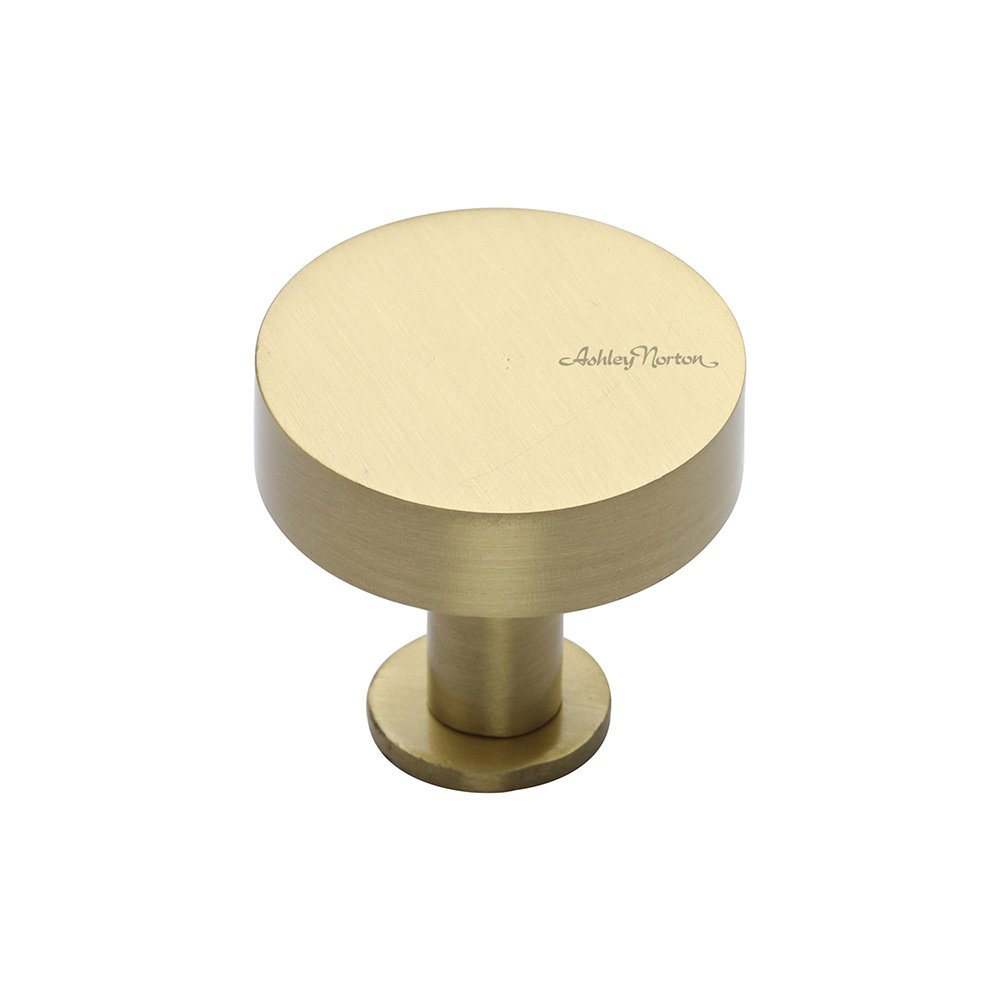 1 1/4" Disc Knob with Rosette in Satin Brass