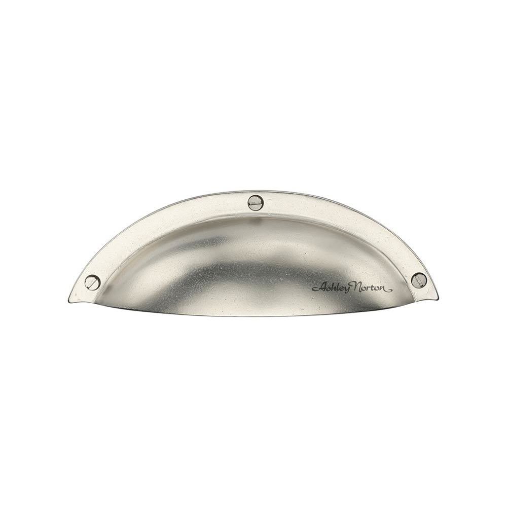 6" Long Wide Front Mounted Cup Pull in White Bronze