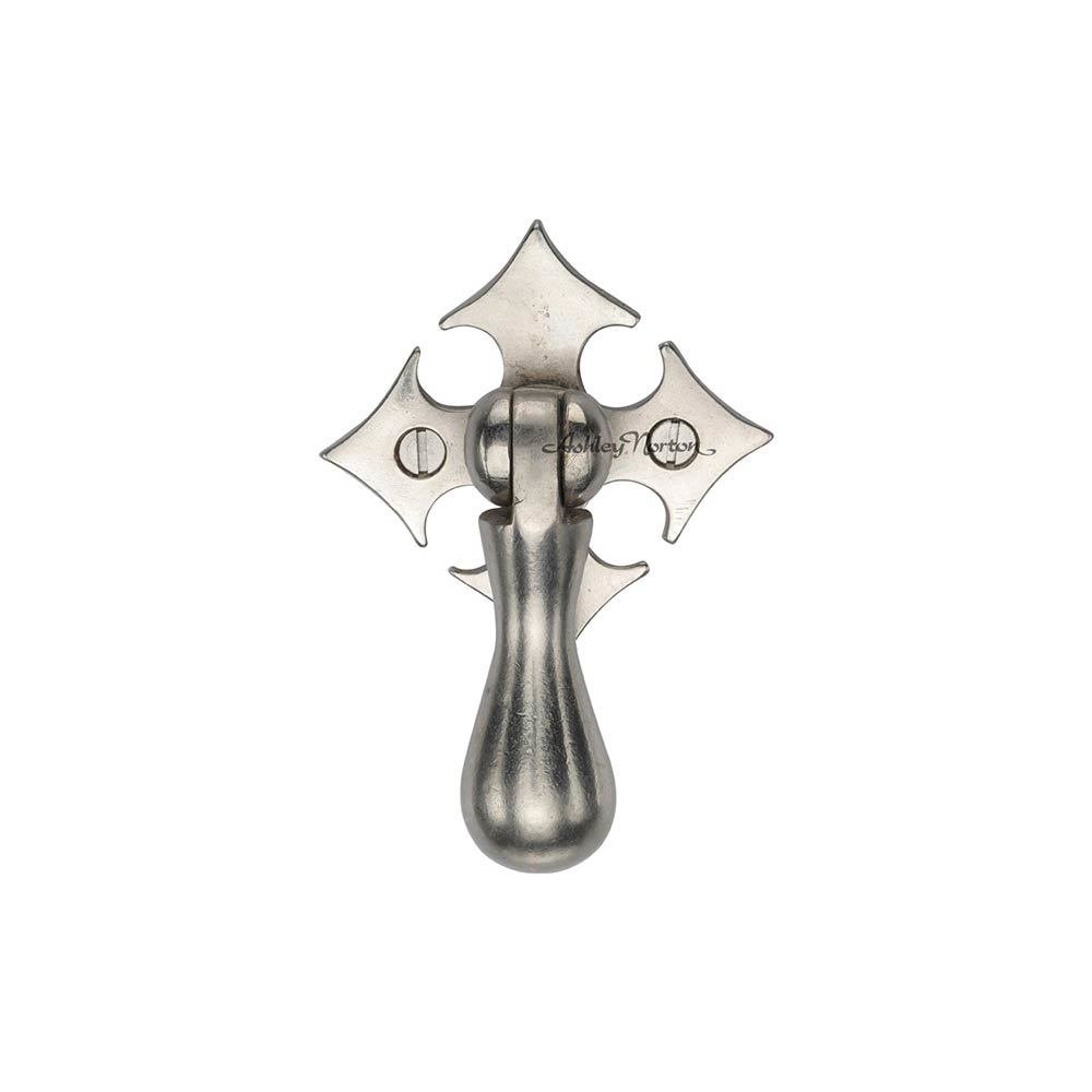 3 1/2" Long Drop Pull on Gothic Plate in White Bronze
