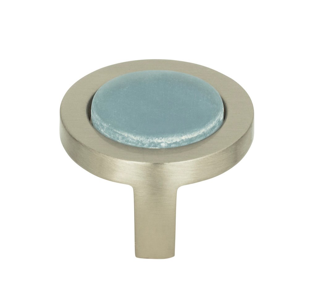 1 1/4" Round Knob in Blue and Brushed Nickel