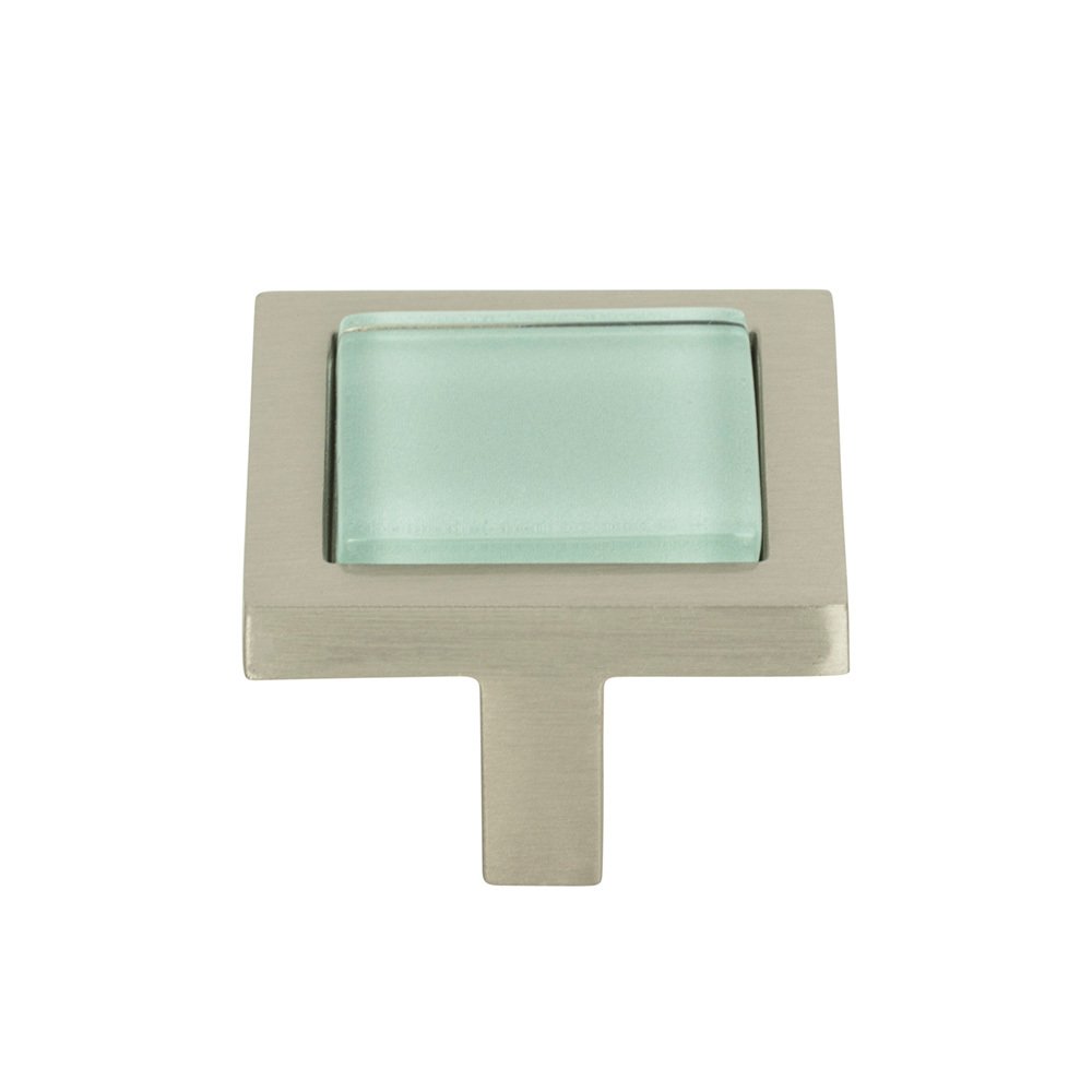 1 1/4" Square Knob in Green and Brushed Nickel