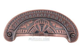 Antiquities Etched 3 1/4" Centers Cup Pull in Copper