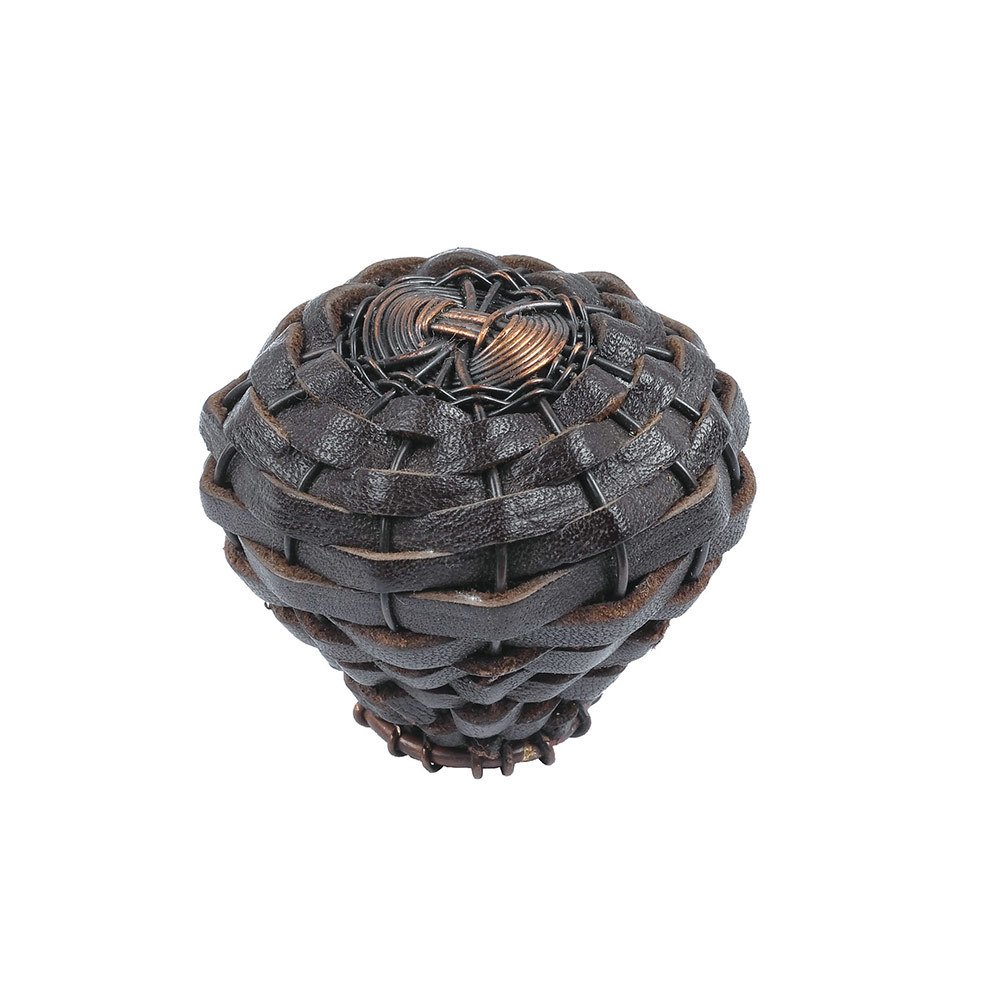 Leather 2" Expresso Knob in Aged Bronze