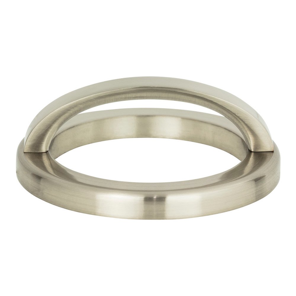 2 1/2" Centers Round Base In Brushed Nickel With Curved Handle In Brushed Nickel